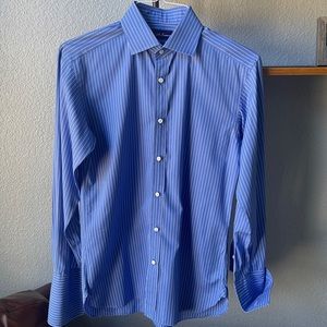 Ralph Lauren - Purple Label - Blue w white striped dress shirt - French Cuffs